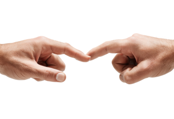 Two hands, fingers touching, close-up