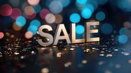 Shine Bright and Save Big Now During Our Special Super Sale Event With Colorful Bokeh and Scattered Confetti