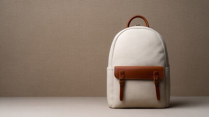Simple Elegance Captures the Eye Presenting Minimalist Travel Backpack on Light Surface During Daytime