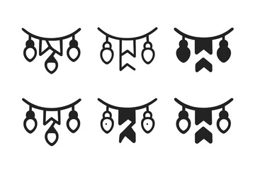 DIY Party Decor Icons. Making DIY party decorations for a personalized touch. Icon set. Set Logo of Making DIY party decorations for a personalized touch: