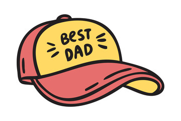 Cap Best Dad lettering, hand drawn doodle