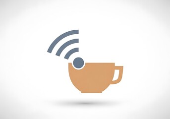 a simple illustration depicts a coffee cup with radiating waves symbolizing connection and the enjoyment of wireless communication with a beverage