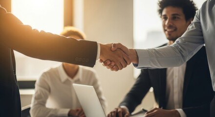 Business Professionals Shaking Hands in Meeting
