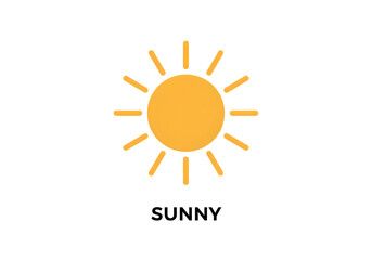 Fototapeta premium Sunny Weather Icon Yellow Simple Sun Flat Design PNG on Transparent Background