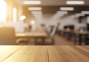 Modern office background with a light wooden surface for product mockups