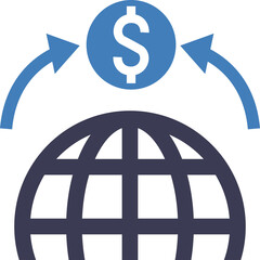 Global Finance Icon With Dollar Symbol And Arrows Illustrating International Trade And Economic Exchange On Transparent Background