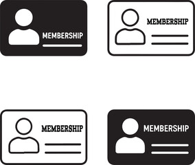 Isolated Membership Card black vector icon, membership, card, access, pass, customer, loyalty, ID, rewards, profile, authentication, buyer focused card design