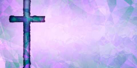 textured blue green cross with purple background suitable for text like scripture and worship slides