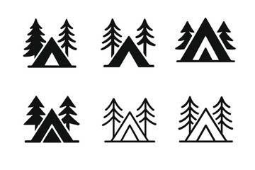Obraz premium Nature Trail Logos. Hiking and exploring nature trails. Icon set. Set Logo of hiking and exploring nature trails: binoculars with soaring bird. harmonious logo