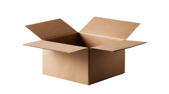 Ai open cardboard box ready for packing or shipping items, showcasing simplicity and versatility in storage solutions