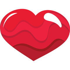 Glossy Red Heart Shape With Swirling Wave Patterns Isolated On Transparent Background Vivid Symbol Of Love And Health In Digital Art Style