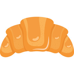 Golden brown croissant pastry isolated on a transparent background showcasing its flaky layers and classic crescent shape perfect for breakfast or bakery themes