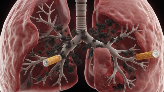 Tar and Toxins in Lungs Smoking Animation Video