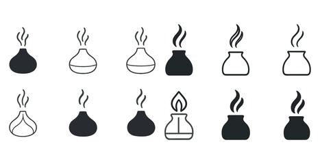 Variety of simplified vase icons with creative flame designs