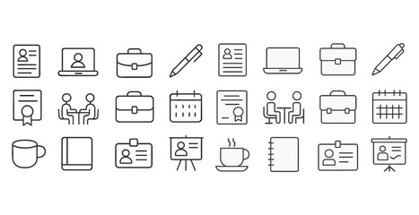 Selection of business icons featuring technology, office supplies, and professional graphics