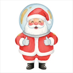 Santa Claus Wearing Astronaut Helmet Vector Isolated on White Background Christmas
