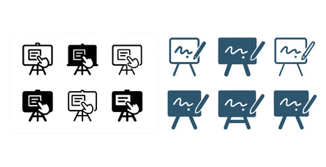Collection of digital whiteboard icons: interactive design elements for presentations