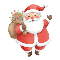 Santa Claus Flying in Outer Space Vector Isolated on White Background Christmas
