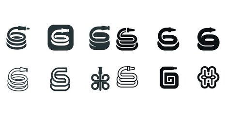 Collection of hose icons and symbols in various designs