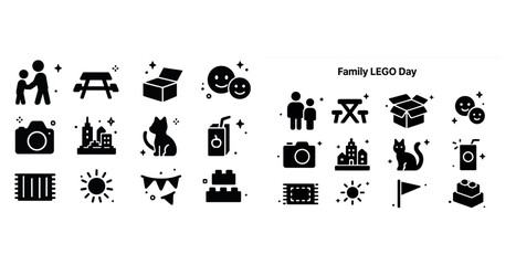 Family lego day icons: playful symbols of togetherness and creativity