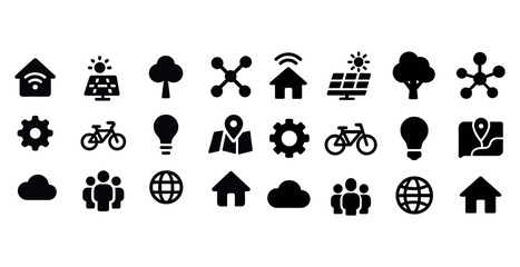 Fototapeta premium Collection of renewable energy technology and connectivity icons