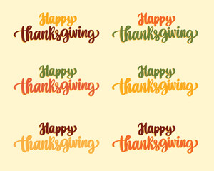 Set of Happy thanksgiving typography image, happy thanksgiving text greeting card, thanksgiving wishes vector, thanksgiving design for mockups,