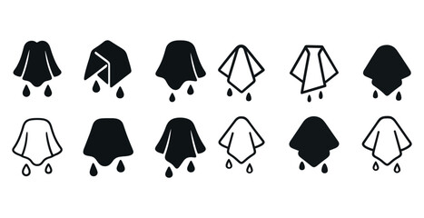 Set of black and white inkblot symbol designs