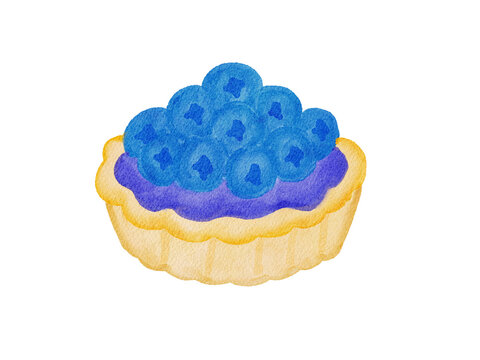 Watercolor illustration of bluberry pie