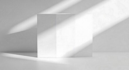 White paper backdrop with sunlight shadows minimalist design, empty space, and clean aesthetic