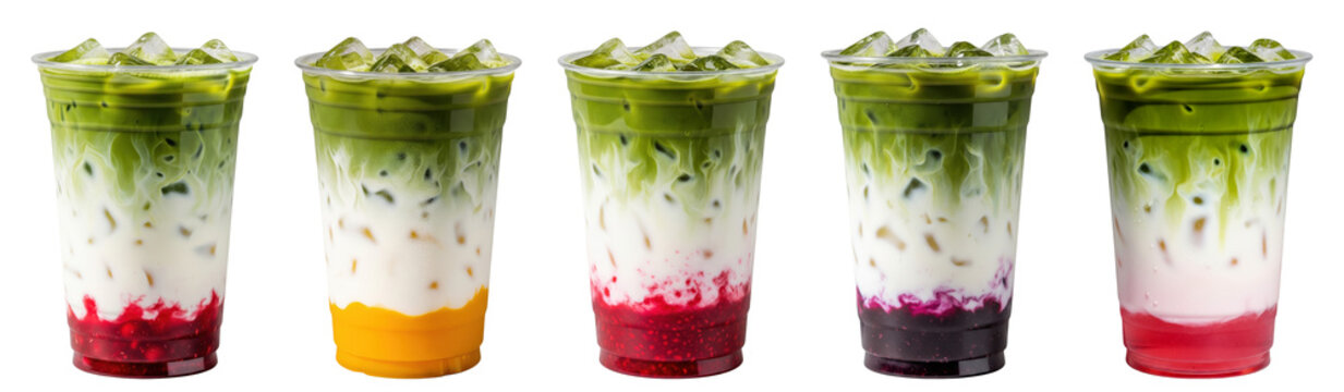 iced matcha lattes: cranberry, mango, raspberry, blueberry, rose
