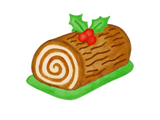 watercolor christmas cake illustration 