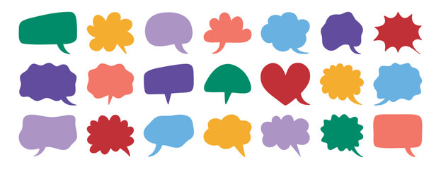 Colorful communication speech bubbles silhouette set. speech bubble doodle funny collection 