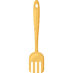 Golden Colored Kitchen Utensil Fork With Transparent Background Isolated Object