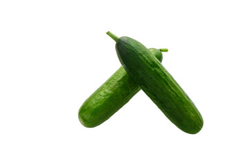 Two fresh mini cucumbers isolated on white