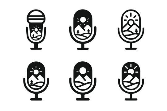 Music Festival Icons. Music festival. Solid icon set of music festival: guitar, microphone, speaker, crowd, music note, stage, lights, tent, drink, ticket,