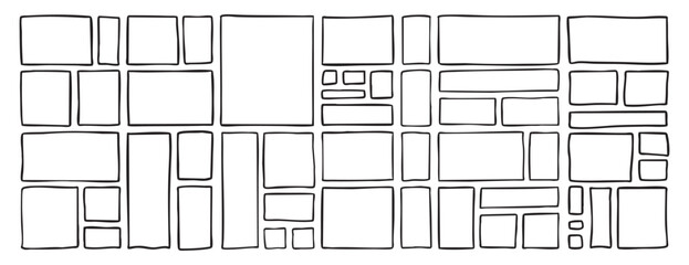 Hand drawn frame borders set. Scribble rectangle collection. Abstract box outlines for text and design © Yanka