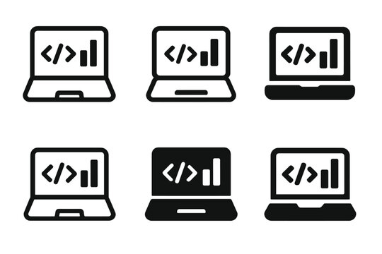 Data Science Logos. Data science. Icon set. Set Logo of data science: clustering scatter plot with centroid. harmonious logo variations of the same emblematic