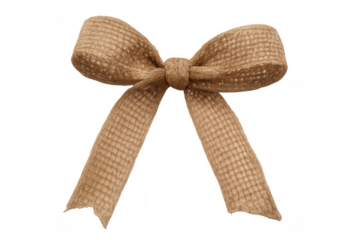 Jute bow creating a rustic decoration, natural gift wrapping and elegant present accent with transparent background