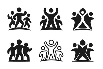 Exercise Benefits Icons. The benefits of physical exercise. Icon set. Set Logo of The benefits of physical exercise: Running figure. harmonious logo variations