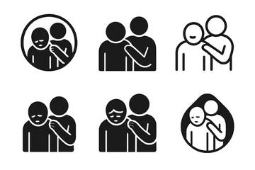Chronic Illness Icons. The quiet sorrow of living with chronic conditions. Icon set. Set Logo of The quiet sorrow of living with chronic conditions: Person
