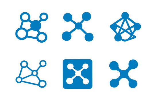 Data Science Logos. Data science. Icon set. Set Logo of data science: clustering scatter plot with centroid. harmonious logo variations of the same emblematic