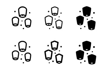 Memorial Lantern Logos. Remembering loved ones with special memorial traditions. Icon set. Set Logo of remembering loved ones with special memorial traditions: