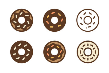 Obraz premium Doughnut Logo Variations. Sprinkle. Icon set. Set Logo of Sprinkle: Doughnut with sprinkles. harmonious logo variations of the same emblematic concept, each