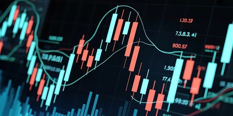 Forex colorful diagrams and stock market data with lines and dynamics. With lines charting the movement of the market.