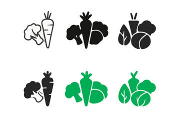 Nutrient Food Logos. Nutrient-rich foods. Icon set. Set Logo of Nutrient-rich foods: Fresh vegetables. harmonious logo variations of the same emblematic