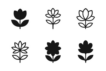Nature's Inspiring Icons. The power of nature to inspire creativity and calmness. Icon set. Set Logo of nature?s power: blooming flower symbolizing peace and
