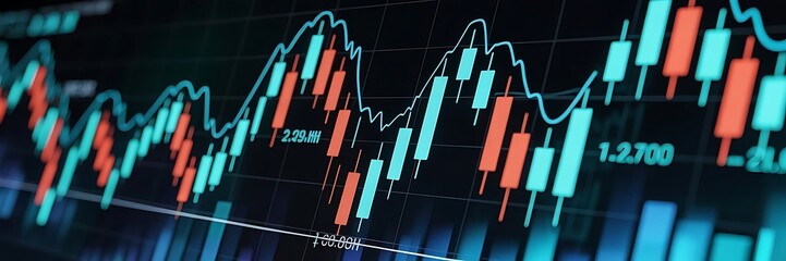 Forex colorful diagrams and stock market data with lines and dynamics. With lines charting the movement of the market.