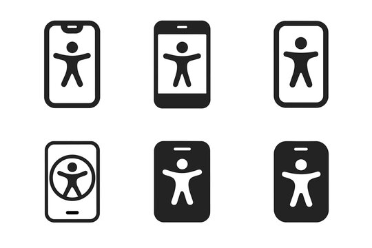 Accessible UI Icon Set. Accessible user interface (UI) design. Icon set. Set Logo of accessible user interface (UI) design: universal design grid. harmonious