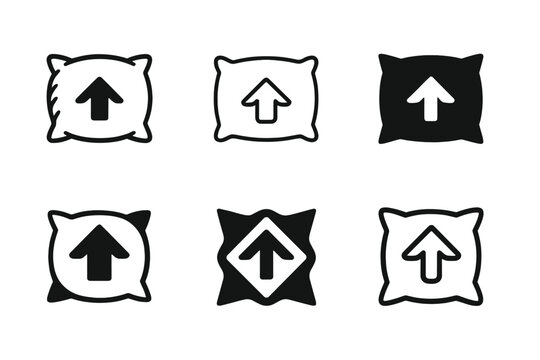 Stylish Bedroom Decor Icons. Upgrading your bedroom with stylish decor. Icon set. Set Logo of upgrading your bedroom with stylish decor: ambient bedside