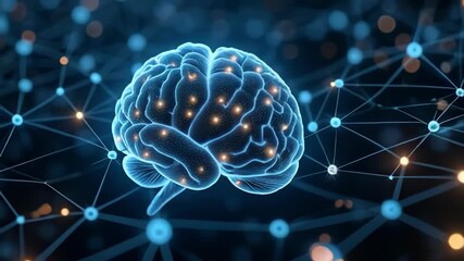 Abstract glowing brain network symbolizes intelligence and connection in digital space - Powered by Adobe